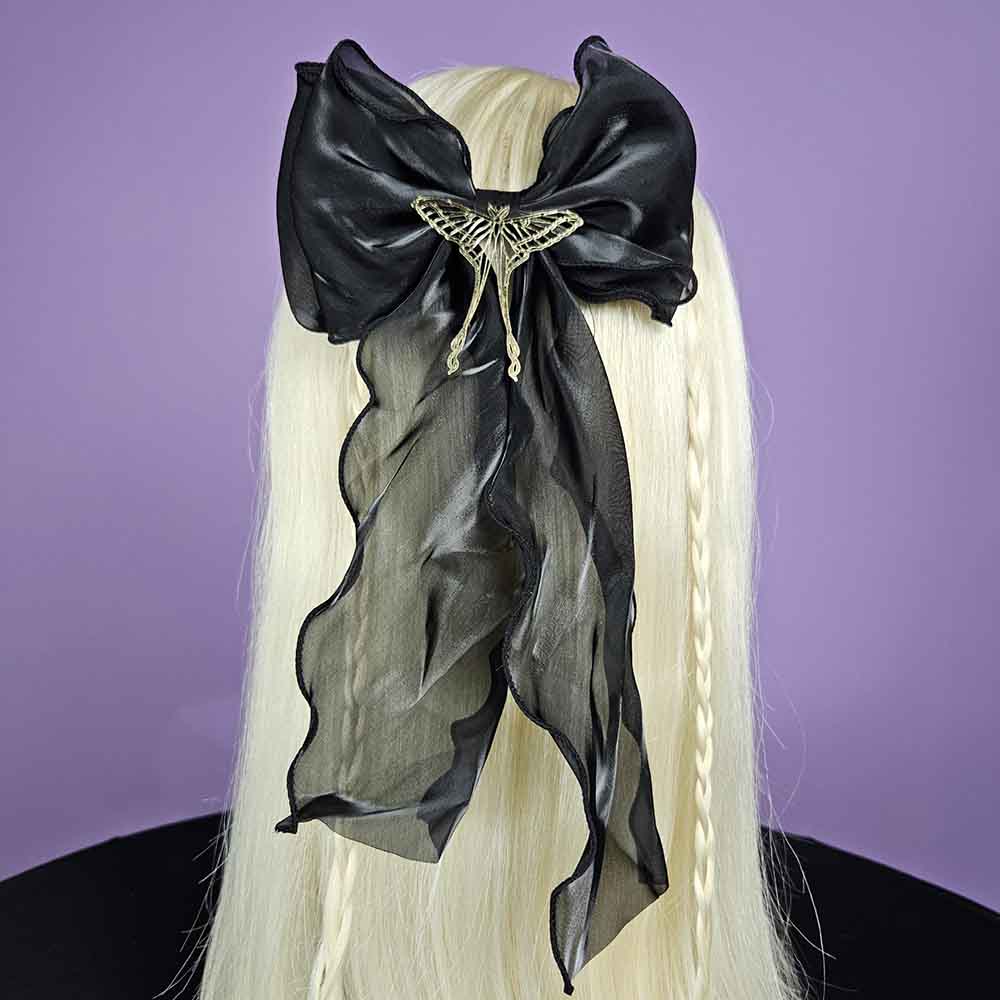 Attitude Hair Dye - Filigree Lunar Moth Large Organza Haarstrik - Zwart